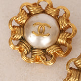 Chanel 1993 Pearl Wave Clip-On Earrings 24K GP - Drop 24