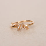 18K Rose Gold Tiffany & Co Gold Diamond Knot Ring, Size US 5.5 - Drop 24