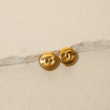 Chanel 1996 Matte Interlocking CC Round Clip-On Earrings