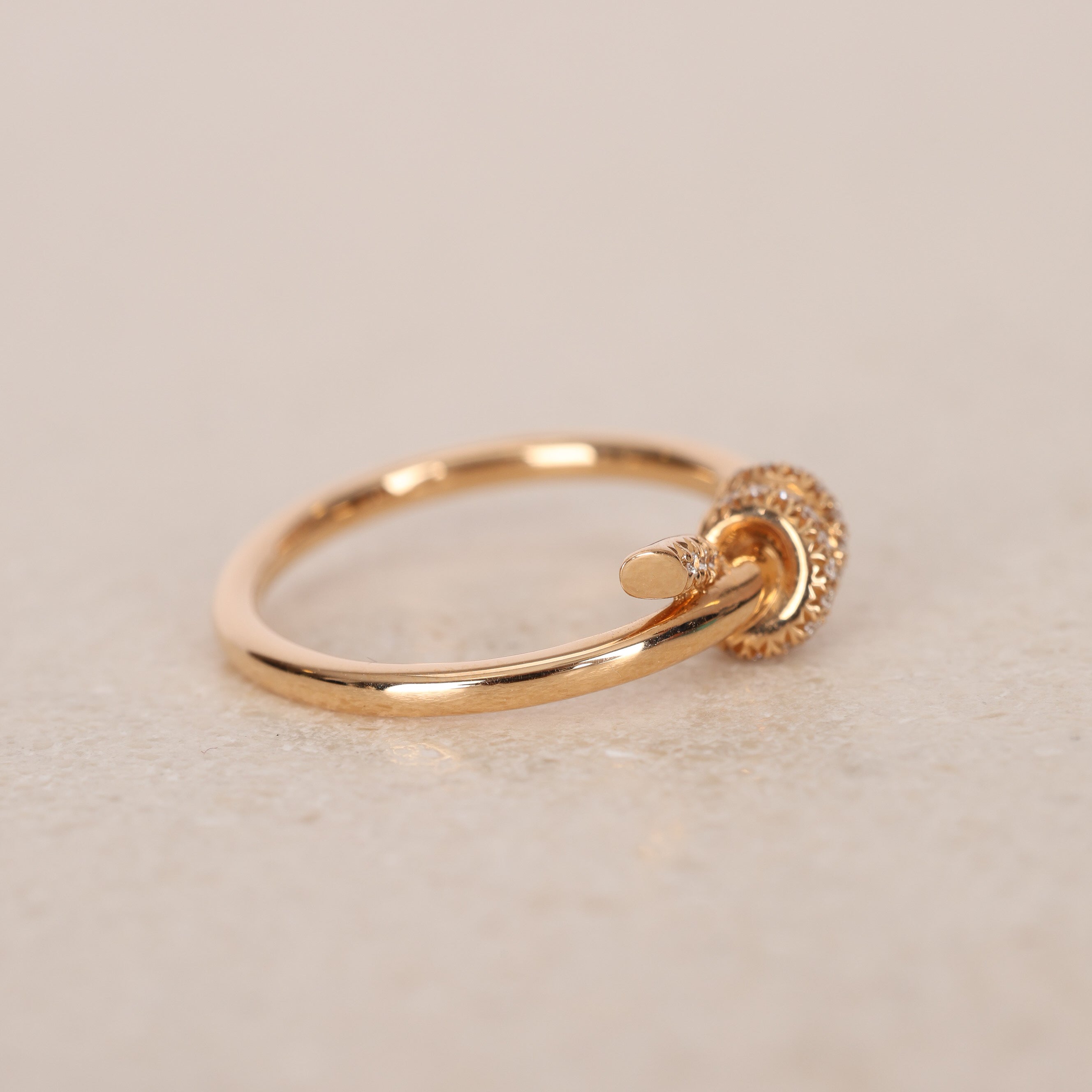 18K Rose Gold Tiffany & Co Diamond Knot Ring, Size US 5.5