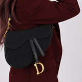 Dior 2019 Oblique Black Medium Saddle w Dior Guitar Strap