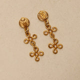 Chanel 1993 CC Celtic Knot Dangle Clip-On Earrings 24K GP
