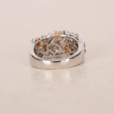 2000s 18K White Gold Tanzanite, Sapphire, Garnet and Diamond Floral Clusters Ring, Size US 5.75 - Drop 23