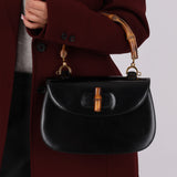 Gucci Boxcalf Bamboo Turnlock Medium Top Handle with Strap