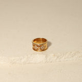 Rare Celine 18K Yellow Gold Diamond Triomphe Ring