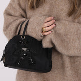 Prada Beaded Crystal Teddy Bear Nylon Mini Bowler Bag