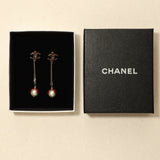 Chanel 2018 CC Logo Rhinestone and Pearl Ladybug Drop Earrings