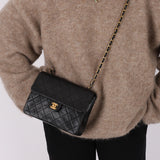 Chanel 1989 Lambskin Turnlock Small Square Flap