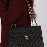 Chanel 2000 Lambskin Jumbo 24KGP Turnlock Single Flap