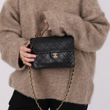 Chanel 1989 Lambskin Turnlock Small Square Flap