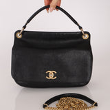 Chanel 2017 Grained Calfskin Top Handle Flap Bag