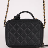 Chanel 2018 Caviar Filigree Small Vanity Case GHW