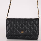 Chanel 2018 Black Caviar Wallet on Chain GHW