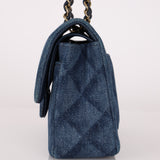 Chanel 2022 Quilted Trompe L'oeil Denim Small Classic Flap GHW