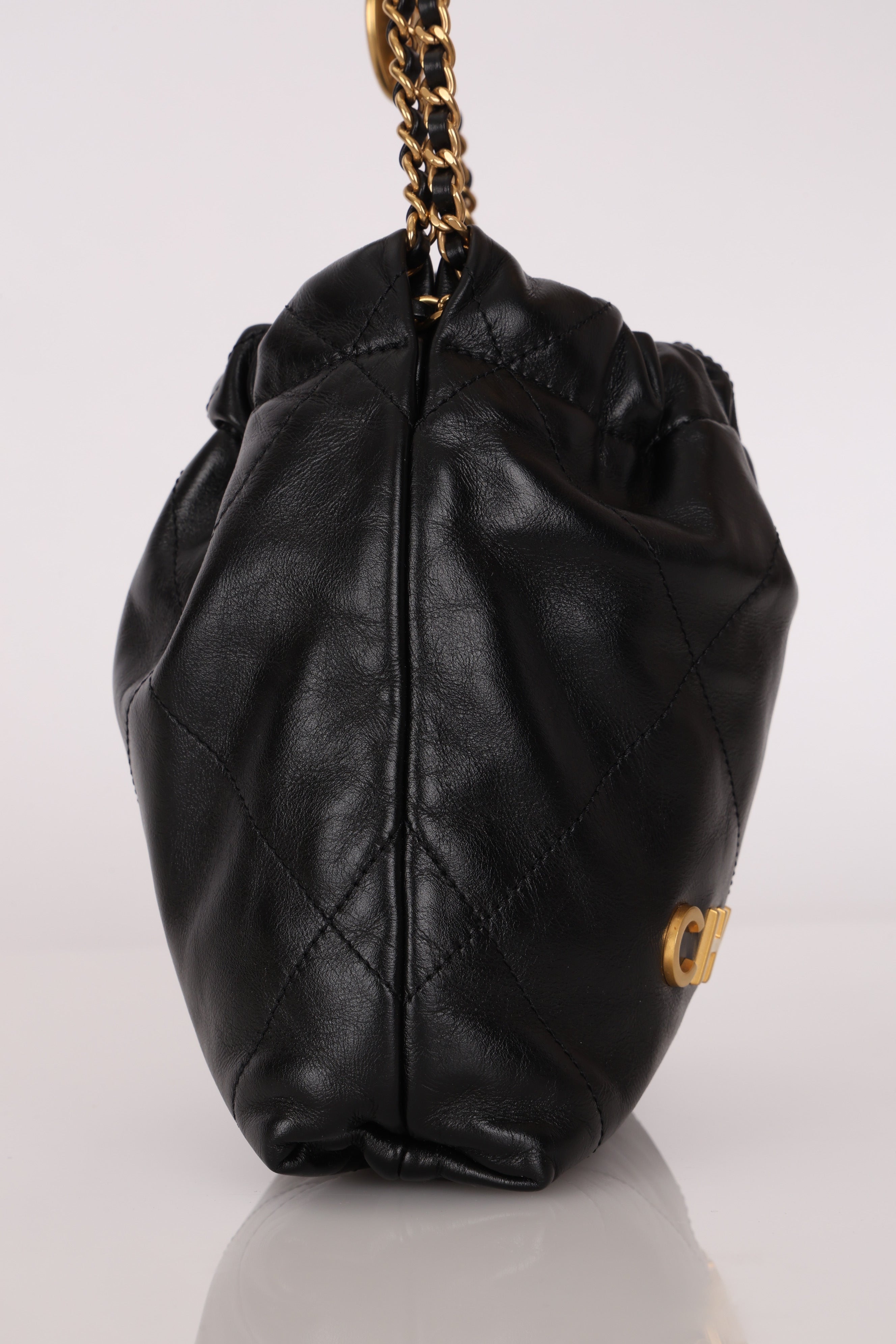 Chanel Mini 22 Bag Black Shiny Calfskin AGHW