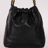 Chanel Mini 22 Bag Black Shiny Calfskin AGHW
