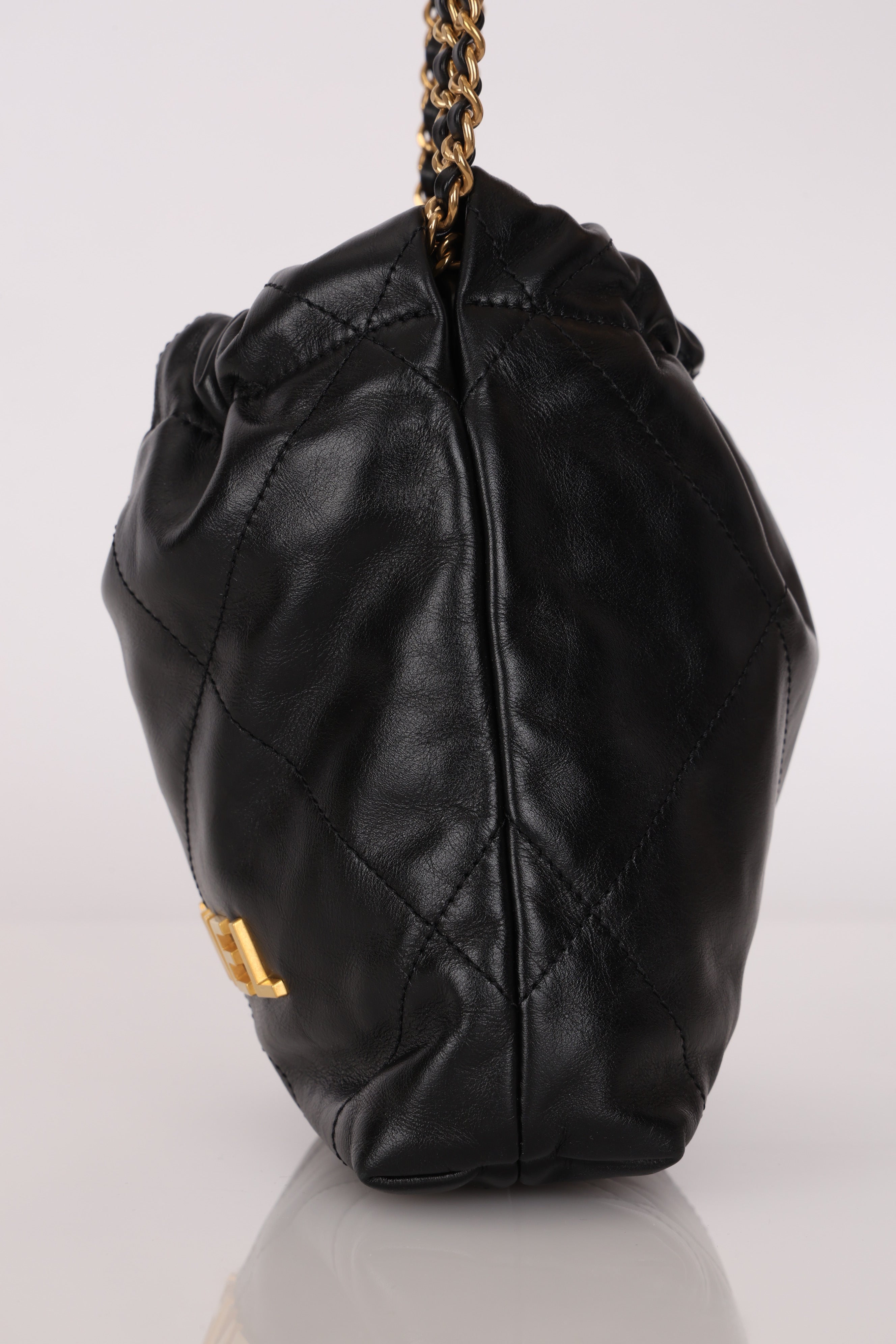 Chanel Mini 22 Bag Black Shiny Calfskin AGHW