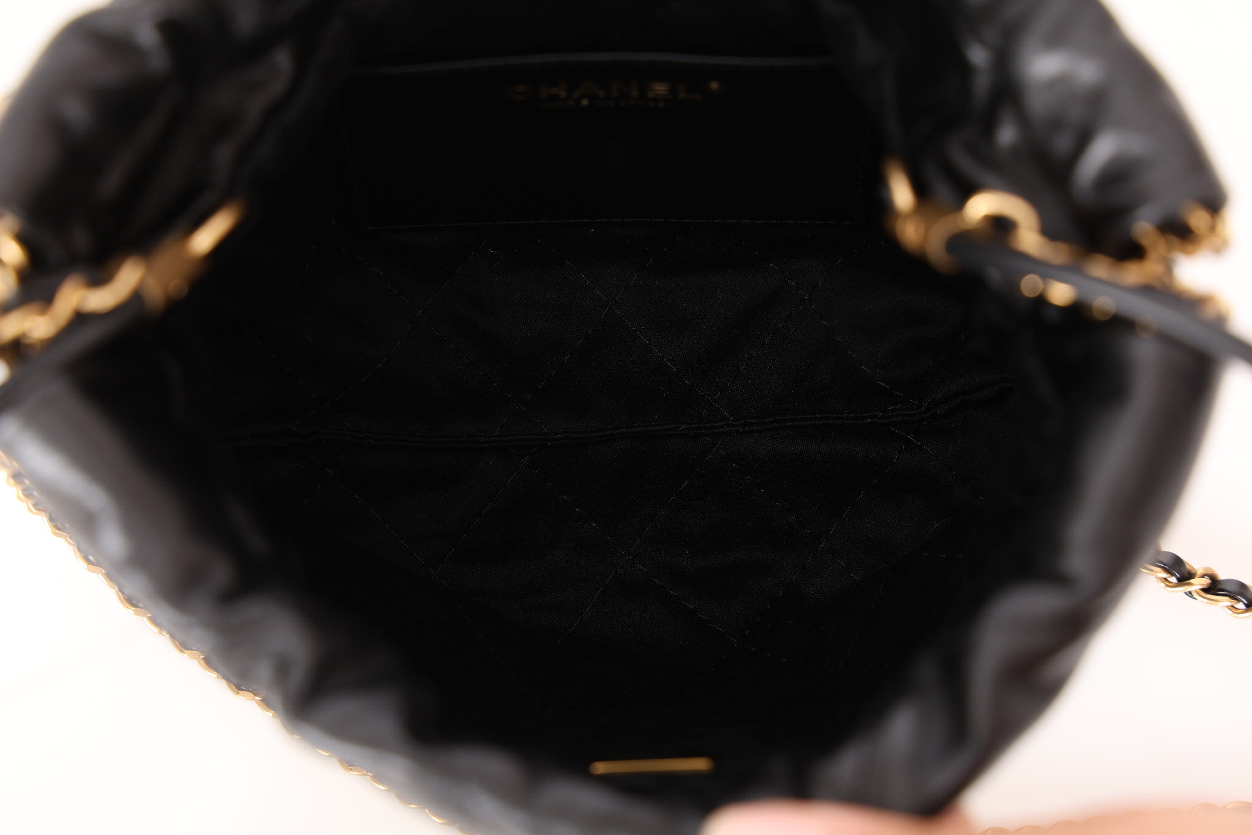 Chanel Mini 22 Bag Black Shiny Calfskin AGHW