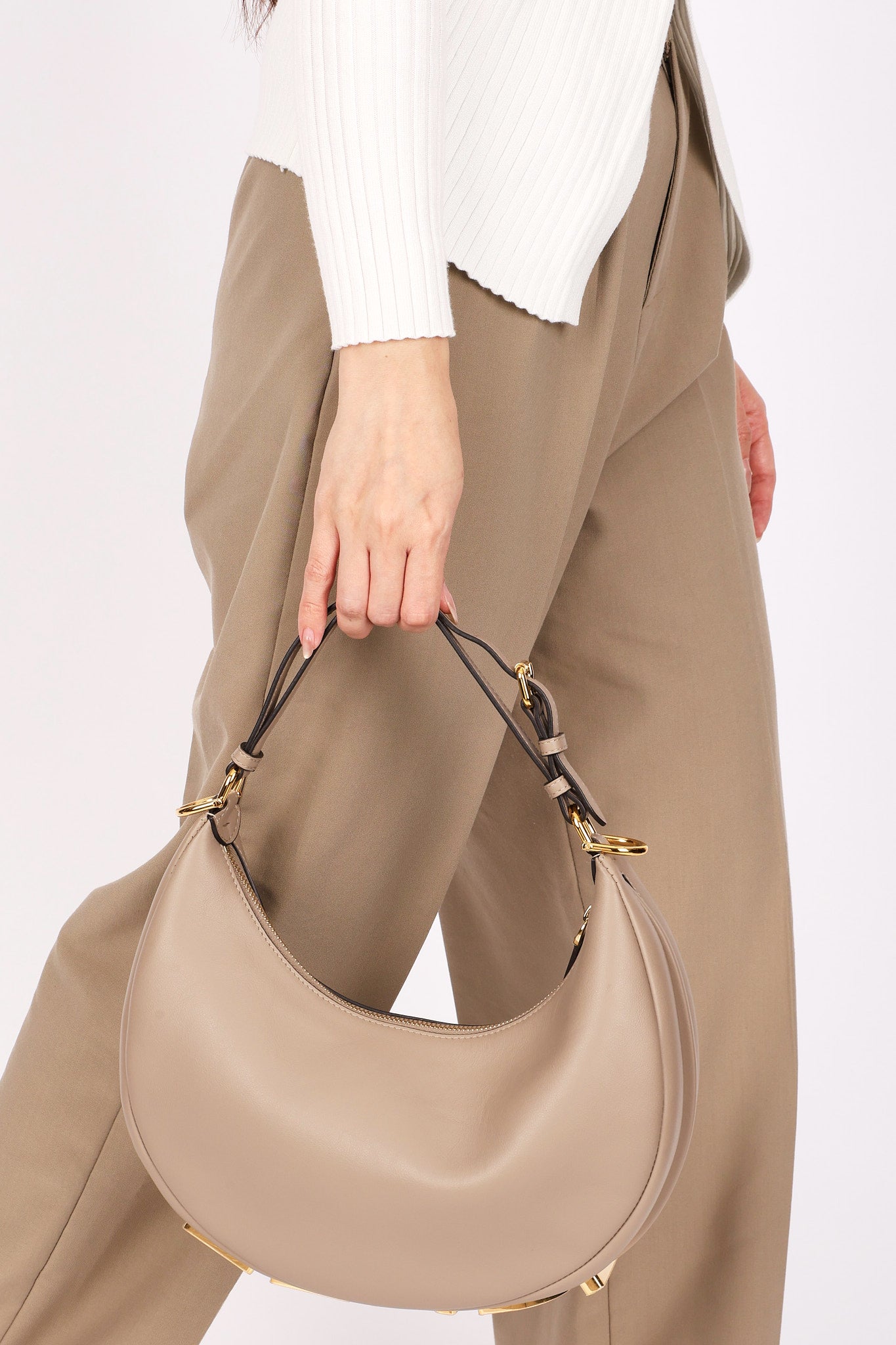 Fendi Small Fendigraphy Hobo Grey Calfskin