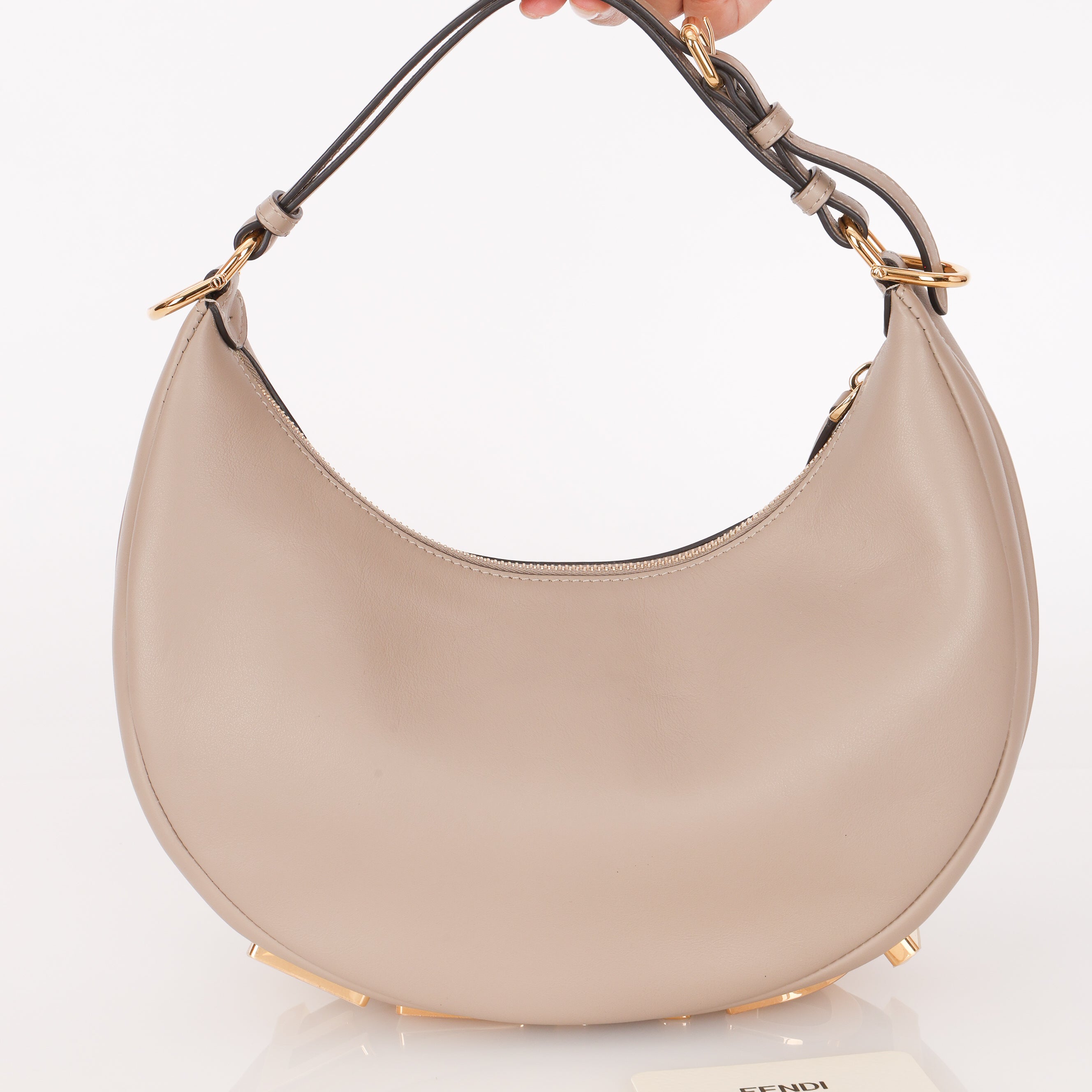Fendi Small Fendigraphy Hobo Grey Calfskin