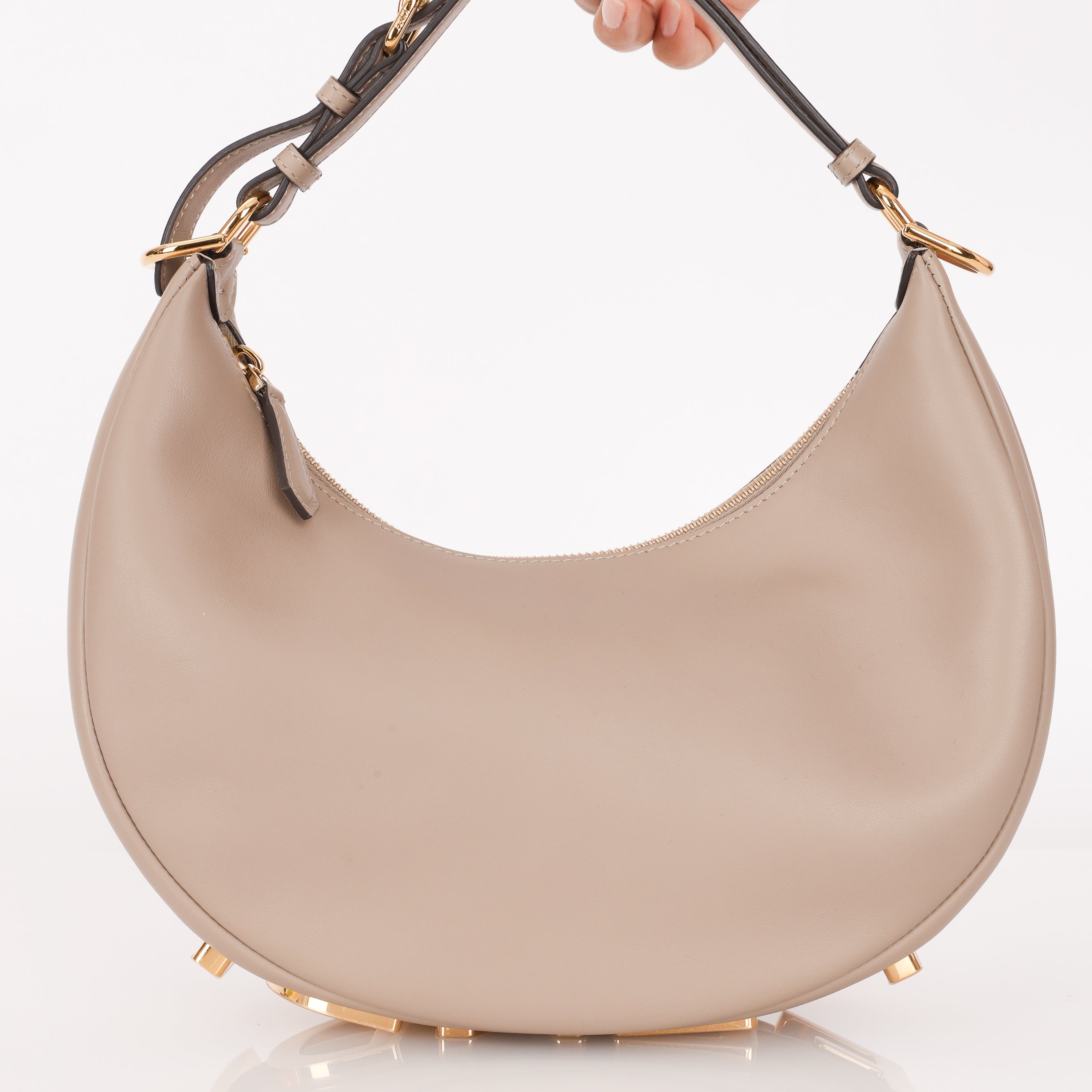 Fendi Small Fendigraphy Hobo Grey Calfskin