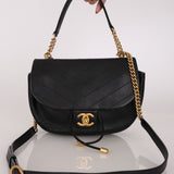 Chanel Half Moon Top Handle Flap Black Calfskin 2018 AGHW