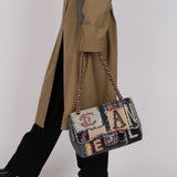 Limited Edition Chanel 2012 Mix Media Patchwork Jumbo Single Flap Bag