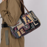 Limited Edition Chanel 2012 Mix Media Patchwork Jumbo Single Flap Bag