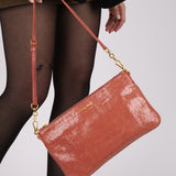 Miu Miu Peach Vernice Croc Embossed Shoulder Bag