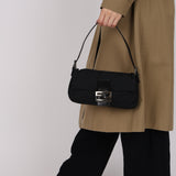 Fendi Canvas Black Baguette Bag SHW