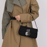 Fendi Canvas Black Baguette Bag SHW