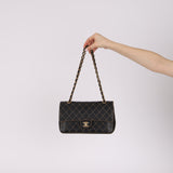 Rare Chanel 17B Black Calfskin Wild Stitch Double Flap