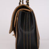 Rare Chanel 17B Black Calfskin Wild Stitch Double Flap