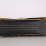 Rare Chanel 17B Black Calfskin Wild Stitch Double Flap