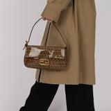 Fendi Zucchino Coated Canvas Baguette Bag