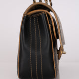 Rare Chanel 17B Black Calfskin Wild Stitch Double Flap