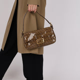 Fendi Zucchino Coated Canvas Baguette Bag