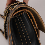Rare Chanel 17B Black Calfskin Wild Stitch Double Flap