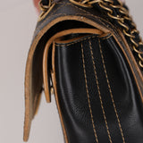 Rare Chanel 17B Black Calfskin Wild Stitch Double Flap