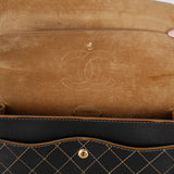 Rare Chanel 17B Black Calfskin Wild Stitch Double Flap