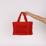 Chanel Medium Giant Logo Shopping Tote Red Tweed 2019 GHW