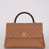 Limited Edition Chanel 2018 Medium Caviar Lizard Coco Handle Bag