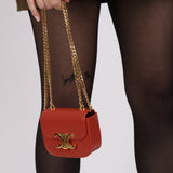 Celine Red Canyon Teen Triomphe Victoire Chain Bag