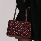 Chanel 2015 Burgundy Patent Paris-Salzburg CC Eyelet Tote
