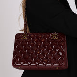 Chanel 2015 Burgundy Patent Paris-Salzburg CC Eyelet Tote
