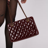 Chanel 2015 Burgundy Patent Paris-Salzburg CC Eyelet Tote