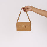Rare Chanel Mini Rectangular Flap Beige Caviar 2002 24K GP