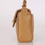 Rare Chanel Mini Rectangular Flap Beige Caviar 2002 24K GP