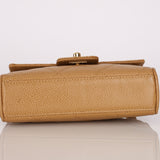 Rare Chanel Mini Rectangular Flap Beige Caviar 2002 24K GP