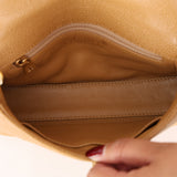 Rare Chanel Mini Rectangular Flap Beige Caviar 2002 24K GP
